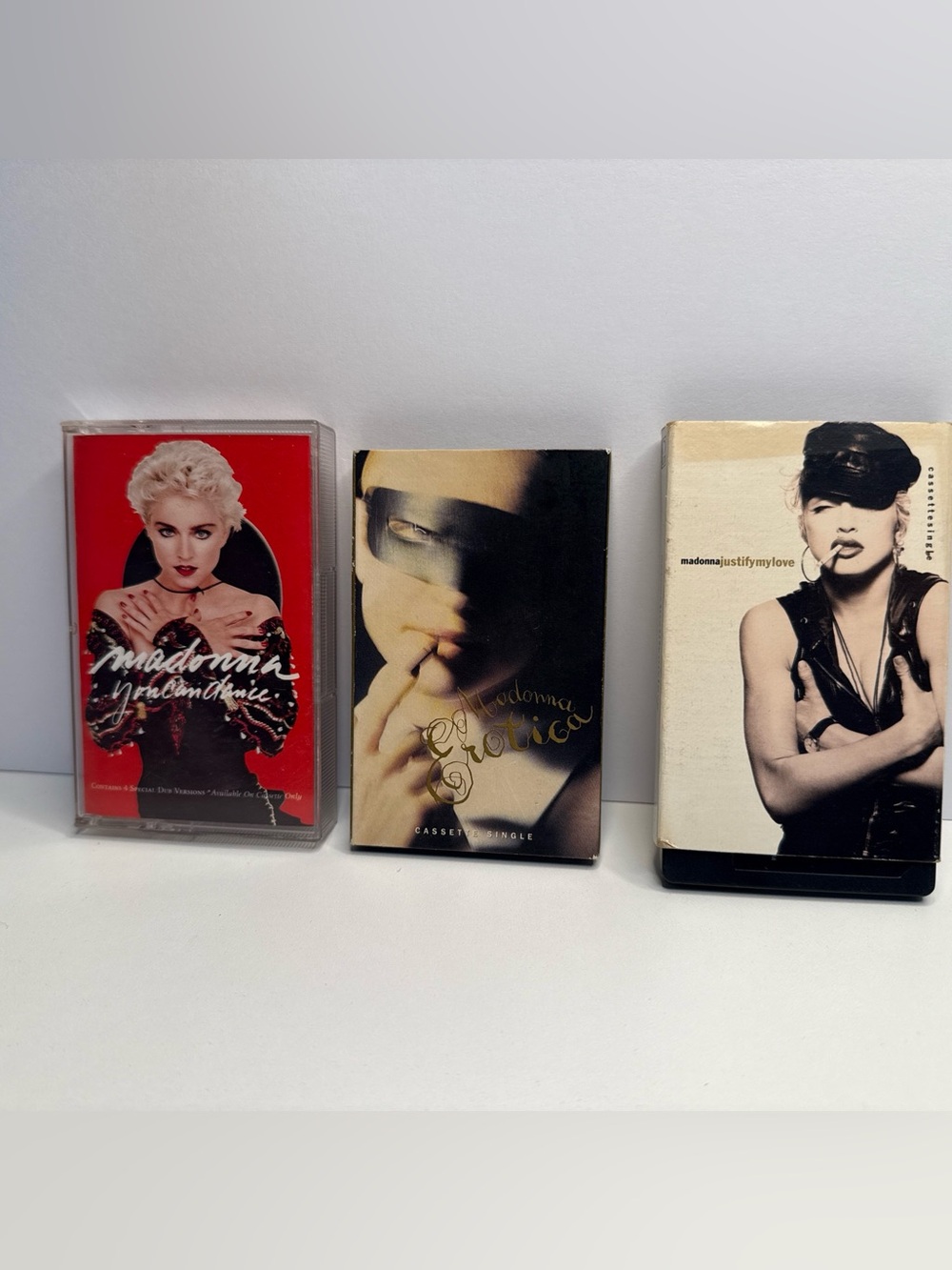 Madonna Vintage Cassette lot of 3. Two singles original cases. Great condition.